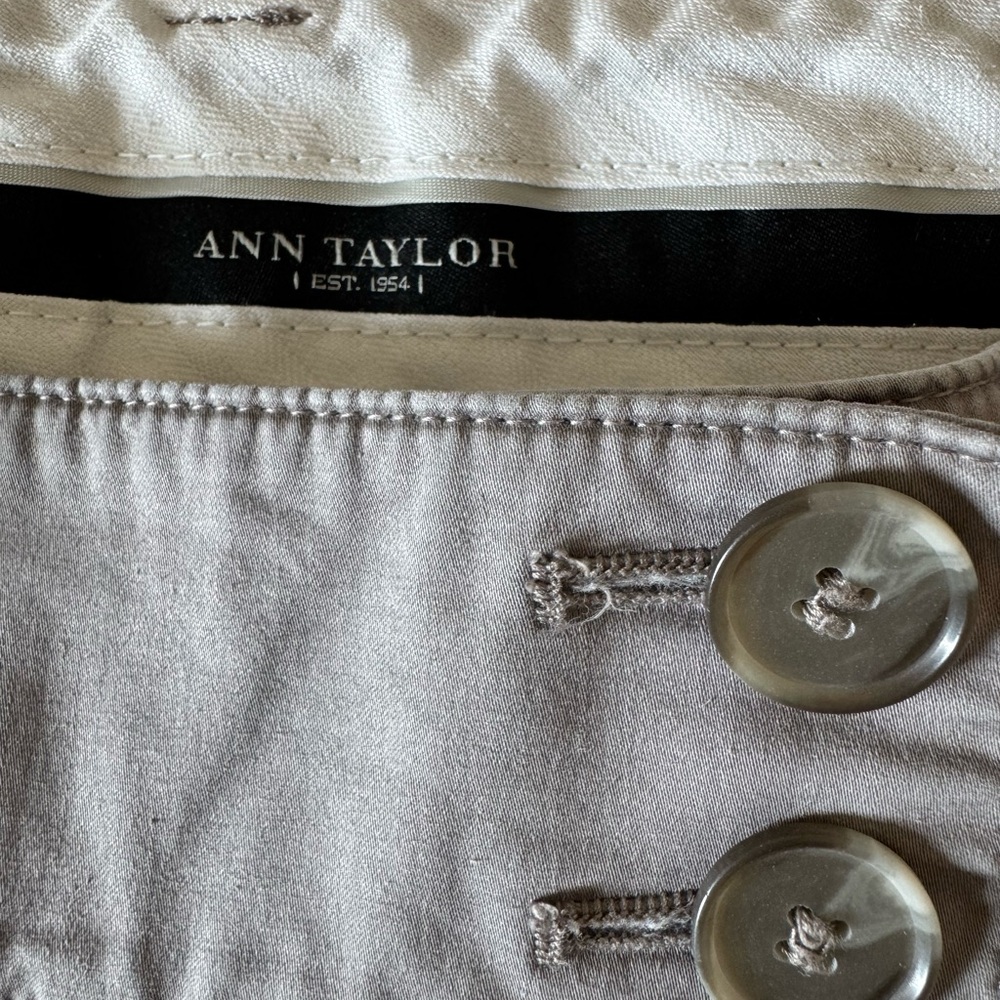 Ann Taylor Gray Button-Detail Trousers - Picture 2 of 5